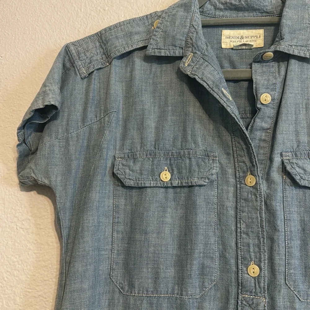 Denim & Supply Ralph Lauren Chambray Denim Short Sleeve Dress Size M - Picture 3 of 6